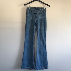 Vintage High Waist Flare Bell Jeans with Zipper